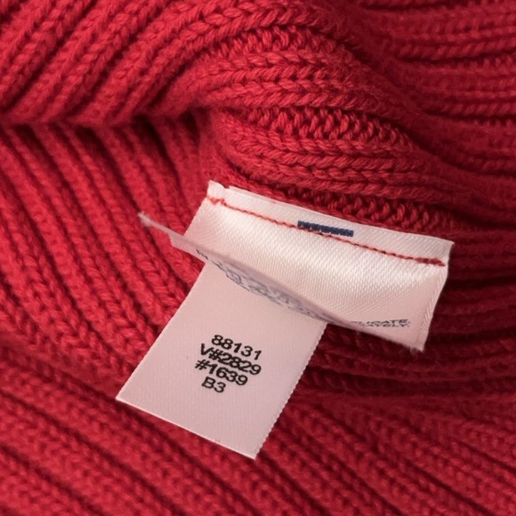 Vintage Lands'‎ End Sweater Men's Large Red Ribbed Knit Crew Neck Made in USA - Picture 4 of 7